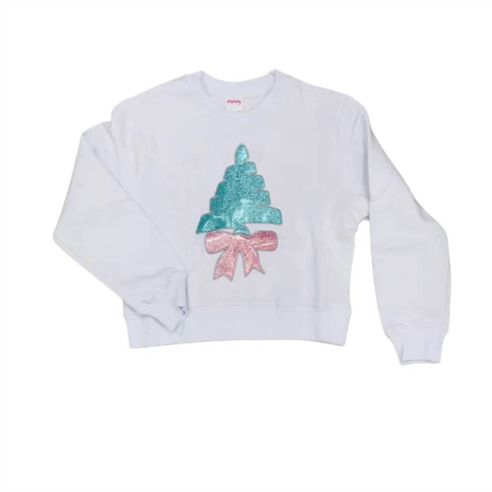NEW ISCREAM girls' fancy tree sweatshirt in white multi